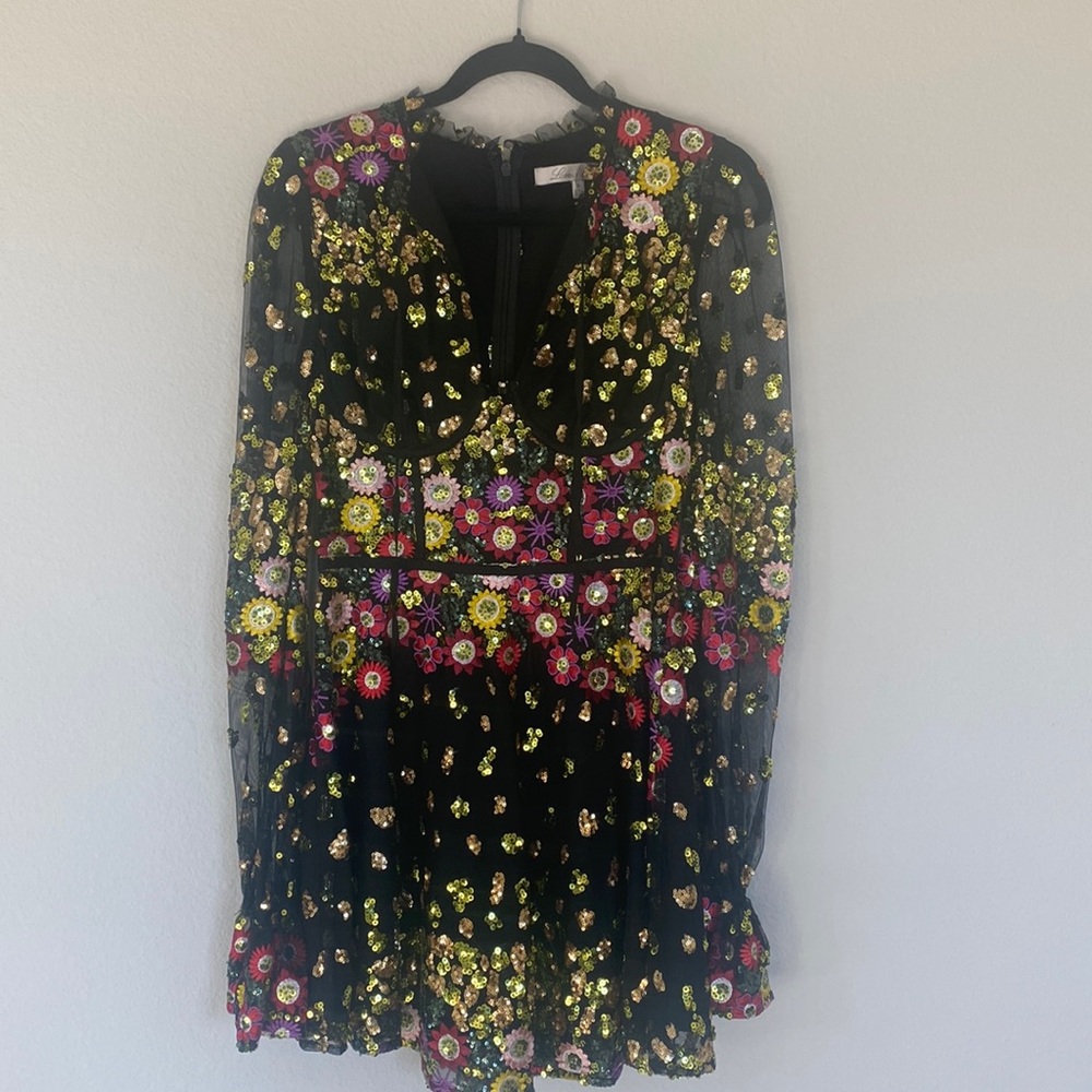 Black sequin colored mini dress